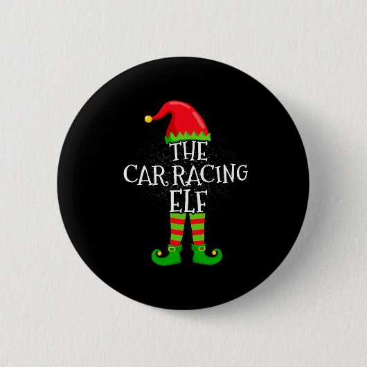Car Racing Elf Family Matching Christmas Group  缶バッジ (正面)