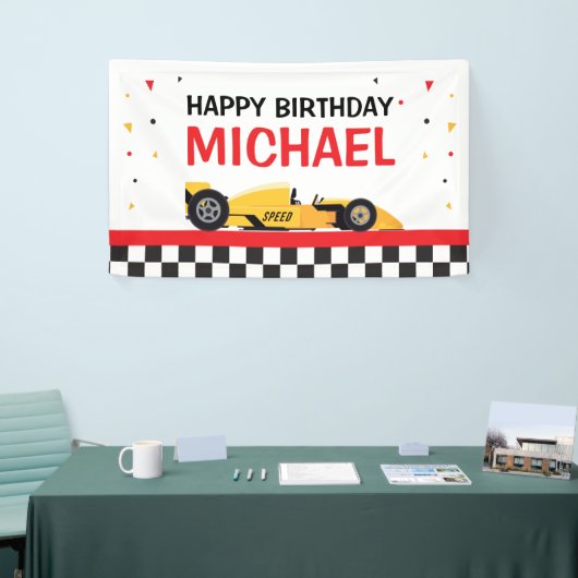 Car racing Happy Birthday backdrop 横断幕 (トレードショー)