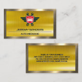 Car Repair Serviceロゴ |メタリック金ゴールド 名刺 (正面/裏面)