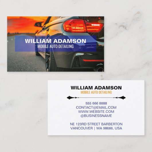 Car Sales, Auto Repair, Mobile Auto Detailing 名刺 (正面/裏面)