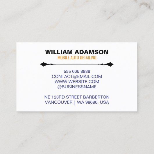 Car Sales, Auto Repair, Mobile Auto Detailing 名刺 (裏面)