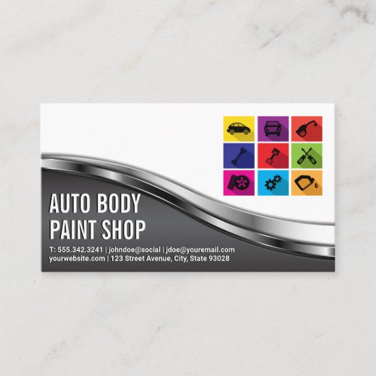 Car Shop | 自動車サービス アイコン 名刺 (正面)