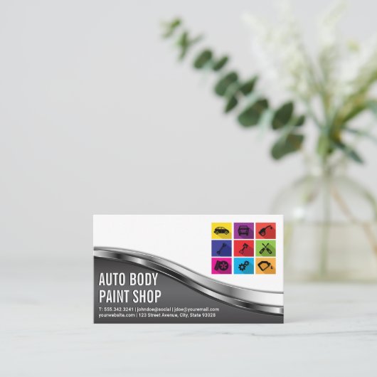 Car Shop | Auto Service Icons 名刺 (スタンド正面)