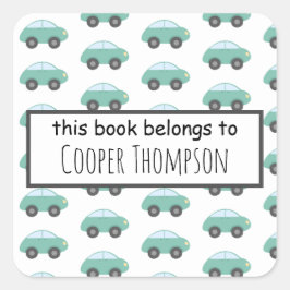 Car this book belongs to kids bookplate スクエアシール