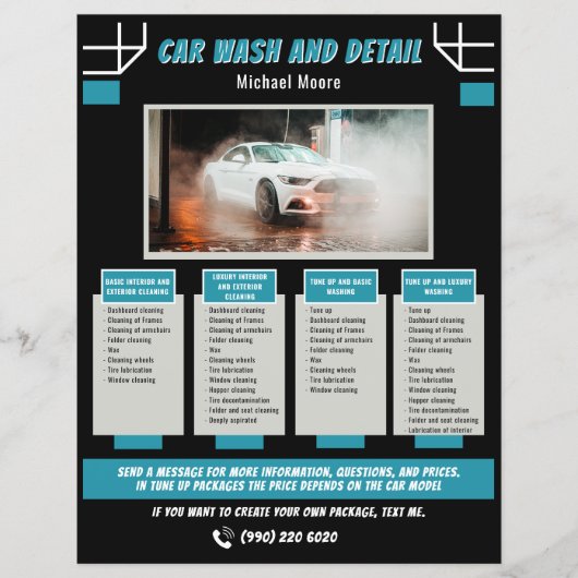 Car Wash Auto Detailing Price Package チラシ (正面)