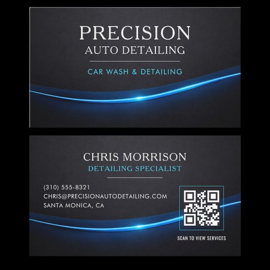 Car Wash & Auto Detailing QR Code 名刺