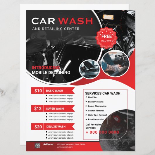 Car Wash Flyer Template (正面/裏面)