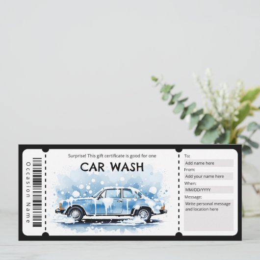 Car Wash Gift Certificate 招待状 (スタンド正面)