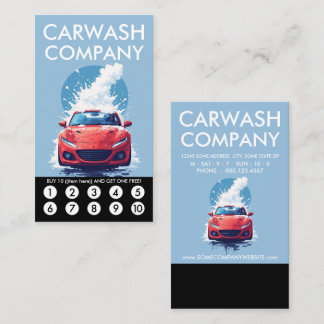 Car Wash Loyalty Punch Card ロイヤリティカード