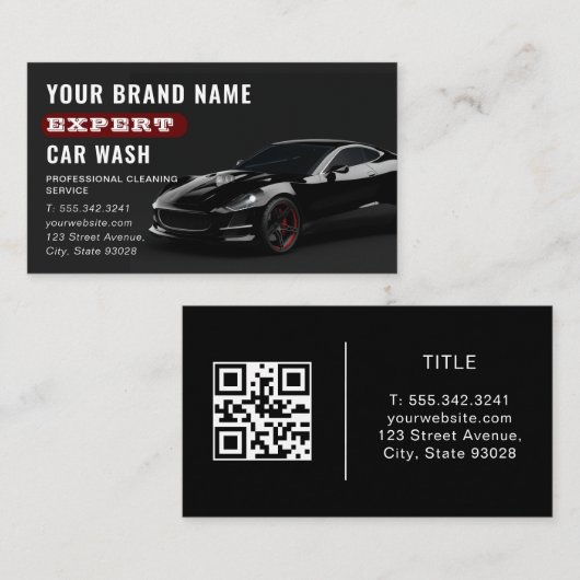 Car Wash Mobile Auto Detailing Automotive Cleaning 名刺 (正面/裏面)