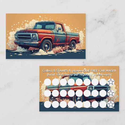 car wash stamp card ロイヤリティカード (正面/裏面)