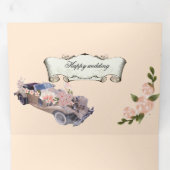 Car wedding Navy Floral Bridal Shower &Recipe All  三つ折り招待状 (内部最初)