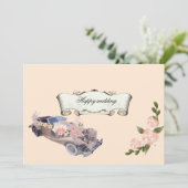 Car wedding Navy Floral Bridal Shower &Recipe All 招待状 (スタンド正面)