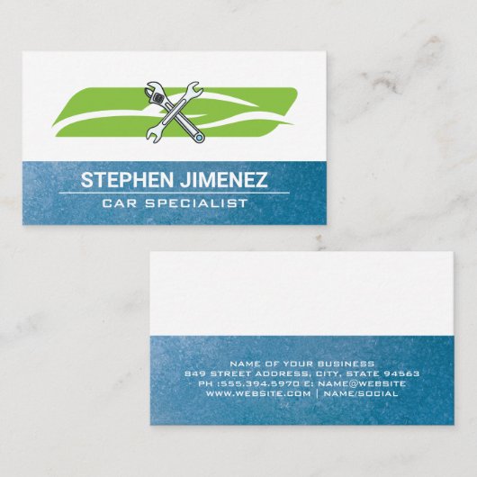 Car Wrench Logo | Mechanic Auto Repair Services 名刺 (正面/裏面)