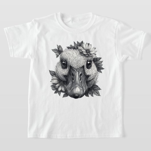 Cara the Goose with Flowers - Kids T-Shirt Tシャツ (レイダウン)