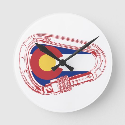 Carabinerに上るコロラド州 ラウンド壁時計 (正面)