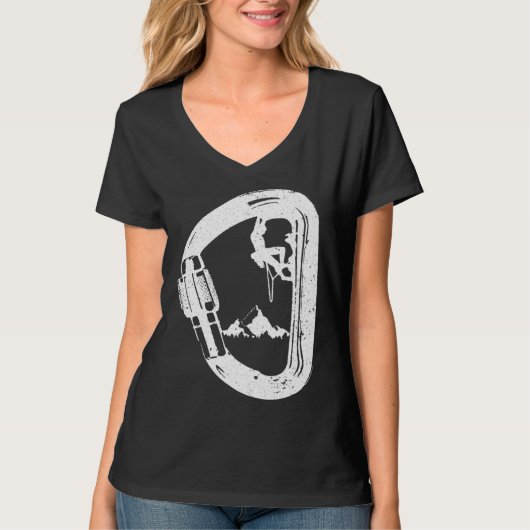 Carabiner with Mountaineer Mountains Climbing Tシャツ (正面)