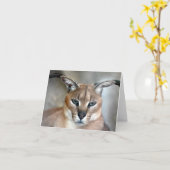 Caracal野生猫のメッセージカード カード (黄色い花)