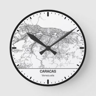 Caracas Clock City Line Art ラウンド壁時計