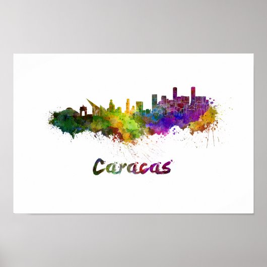 Caracas skyline in watercolor ポスター (正面)