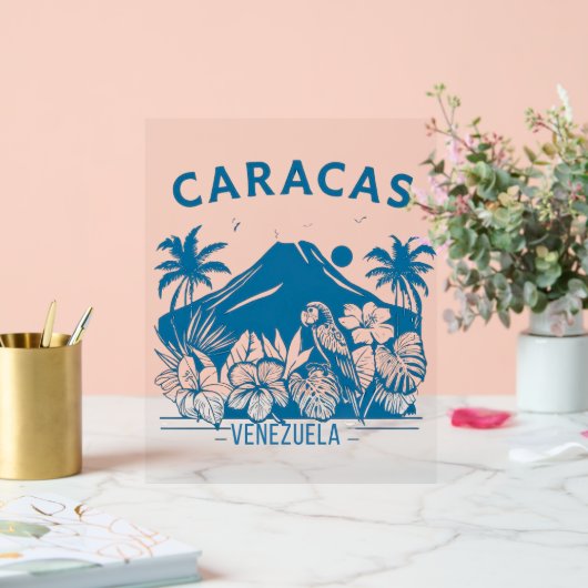 Caracas Venezuela diseño retro tropical | Vintage  アクリルサイン (ウェディング)
