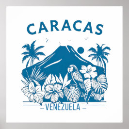 Caracas Venezuela diseño retro tropical | Vintage ポスター