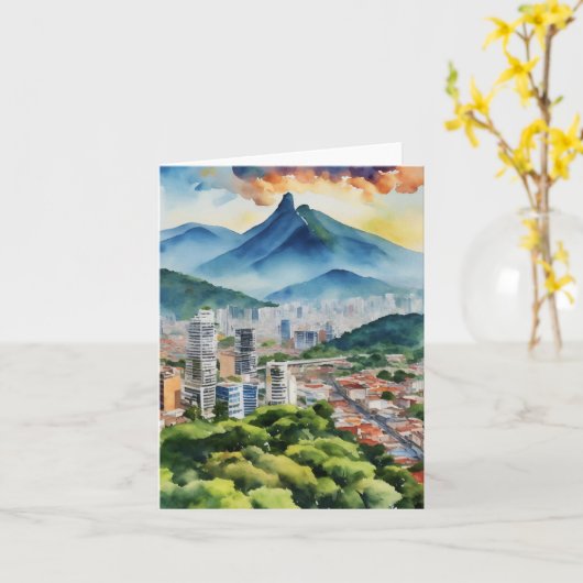 Caracas Venezuela Watercolor カード (黄色い花)