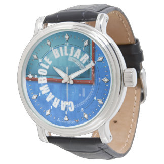 Carambole Biljart Horloge van het Leer 腕時計