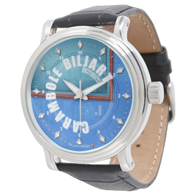 Carambole Biljart Horloge van het Leer 腕時計 (アングル)