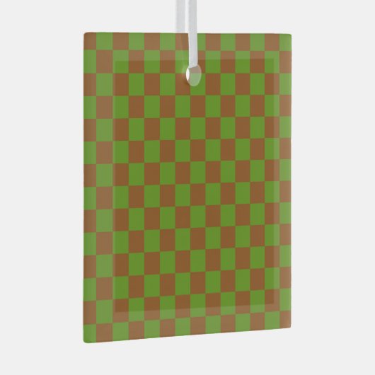 Caramel apple checkered board pattern ガラスオーナメント (正面右)