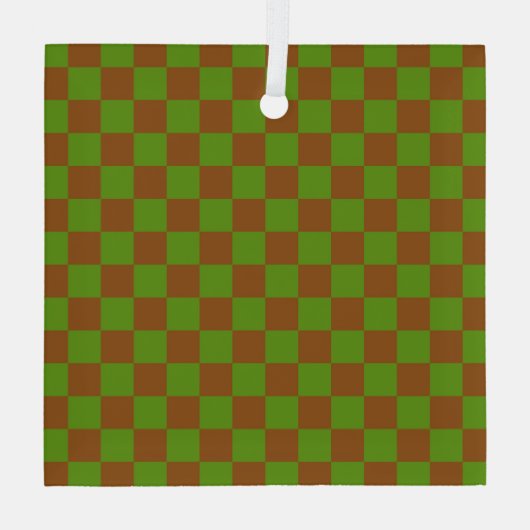 Caramel apple checkered board pattern ガラスオーナメント (裏面)