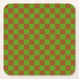 Caramel apple checkered board pattern スクエアペーパーコースター