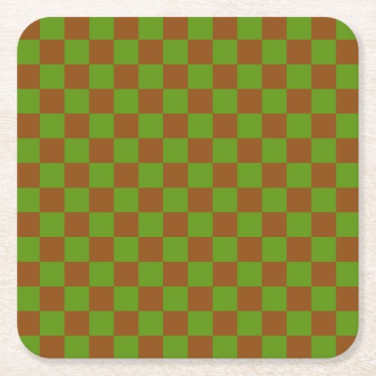 Caramel apple checkered board pattern スクエアペーパーコースター (正面)