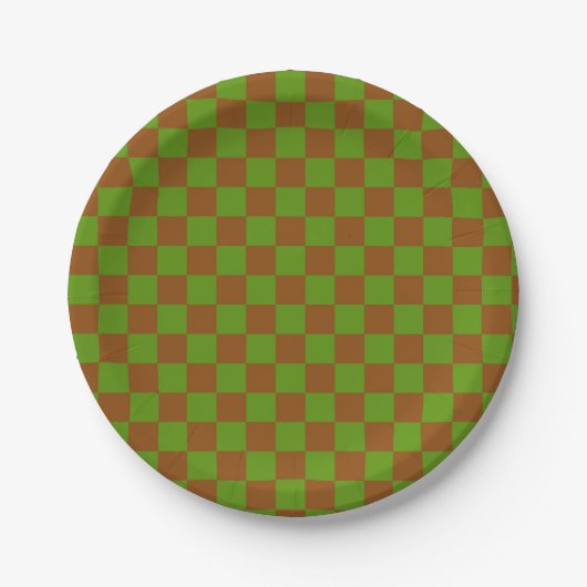 Caramel apple checkered board pattern ペーパープレート (正面)