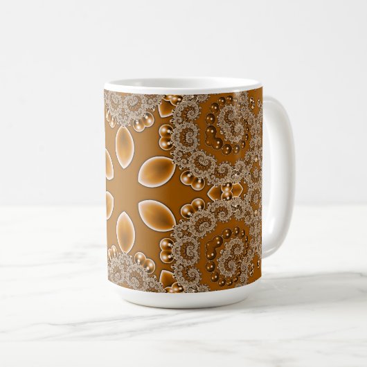 Caramel Fractal Lace  コーヒーマグカップ (正面右)