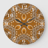 Caramel Fractal Lace Round Clock ラージ壁時計 (正面)