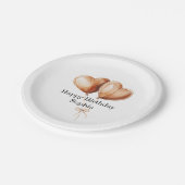 Caramel Heart Balloons Birthday ペーパープレート (アングル)