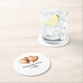 Caramel Heart Balloons Birthday ラウンドペーパーコースター (インサイチュ)