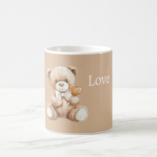 Caramel Heart Teddy Bear コーヒーマグカップ (中央)