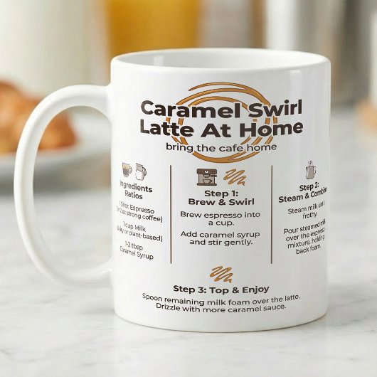Caramel Latte Recipe, Cafe At Home Steps コーヒーマグカップ