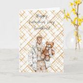 Caramel Valentine's Day Man Teddy Bear カード (黄色い花)