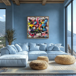 Caras divertidas: Arte urbano colorido ポスター