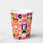 Caras Ilustracion Nostalgia Moderna Naranja Rosa 紙コップ (右)