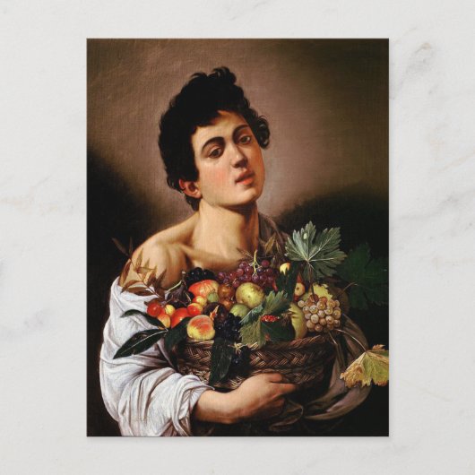 Caravaggio – 果物画のバスケットを持つ少年 ポストカード (正面)