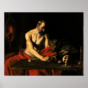 Caravaggio -聖者のジェロームの執筆 ポスター