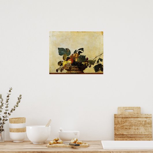 Caravaggio - Basket Of Fruit 1596 ポスター (キッチン)