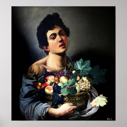 Caravaggio - Boy With A Basket Of Fruit 1593 ポスター (正面)