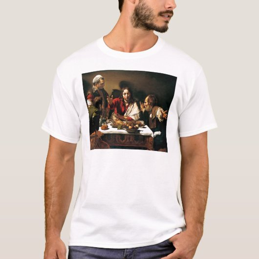 Caravaggio - Emmausの夕食-クラシックな絵画 Tシャツ (正面)