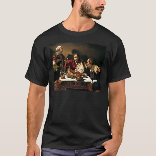 Caravaggio - Emmausの夕食-クラシックな絵画 Tシャツ (正面)