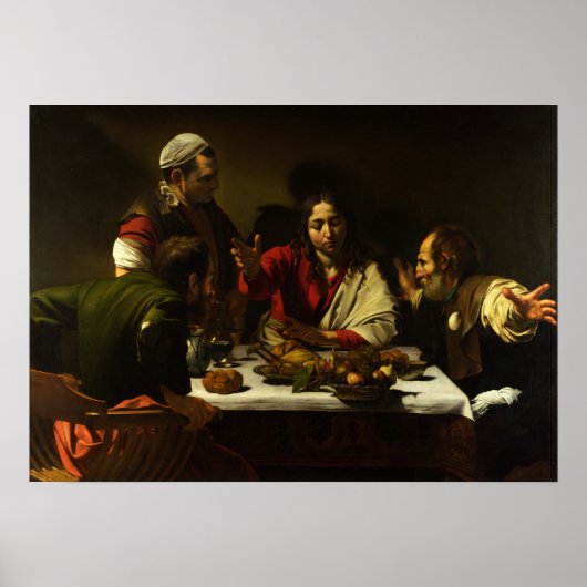 Caravaggio - Emmaus 1602での夕食 ポスター (正面)